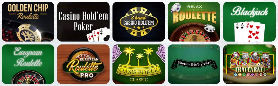 Jeux de table au JACKPOT CITY CASINO